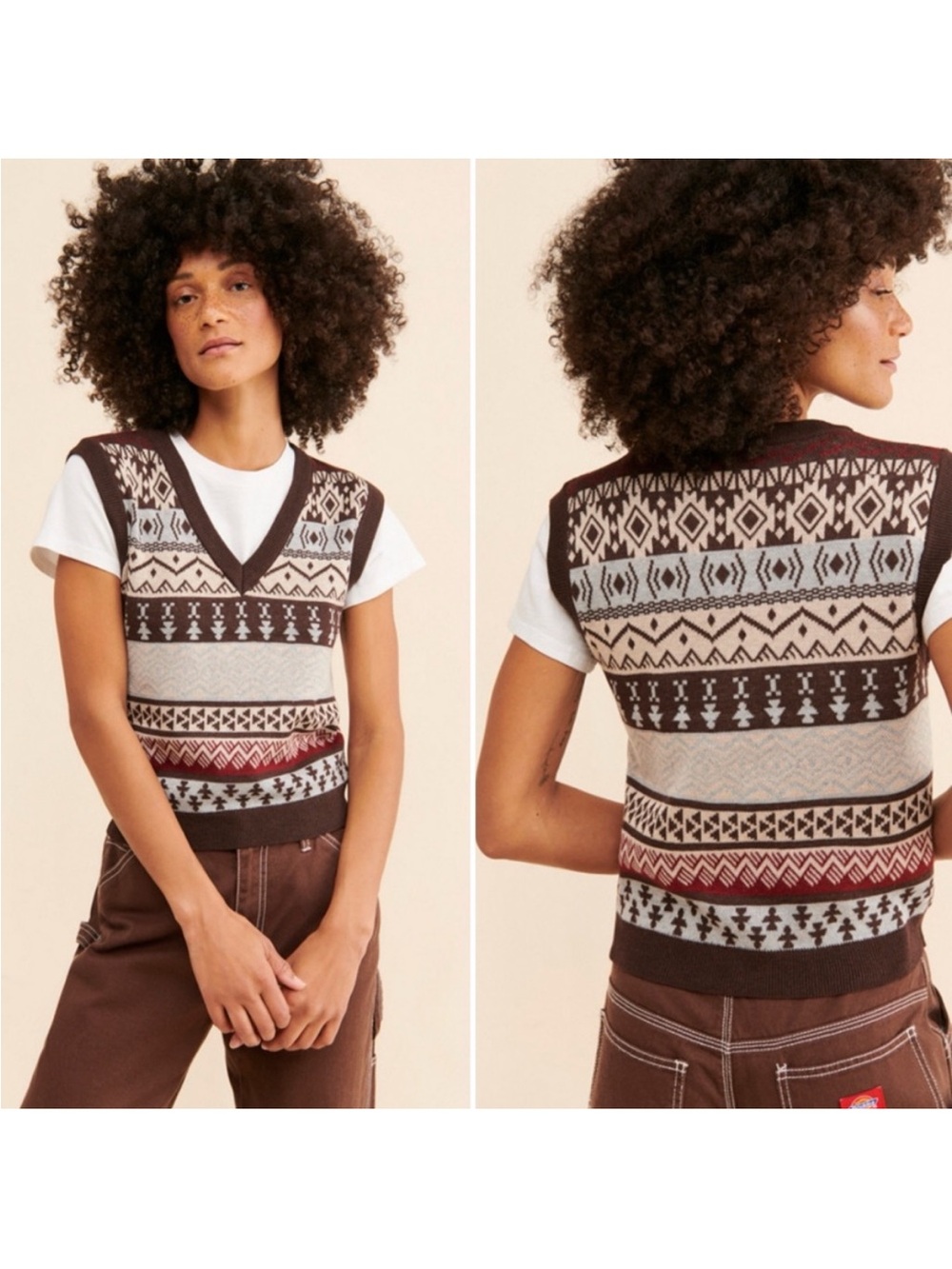 Current Air Anthropologie Fair Isle Sweater Vest Small